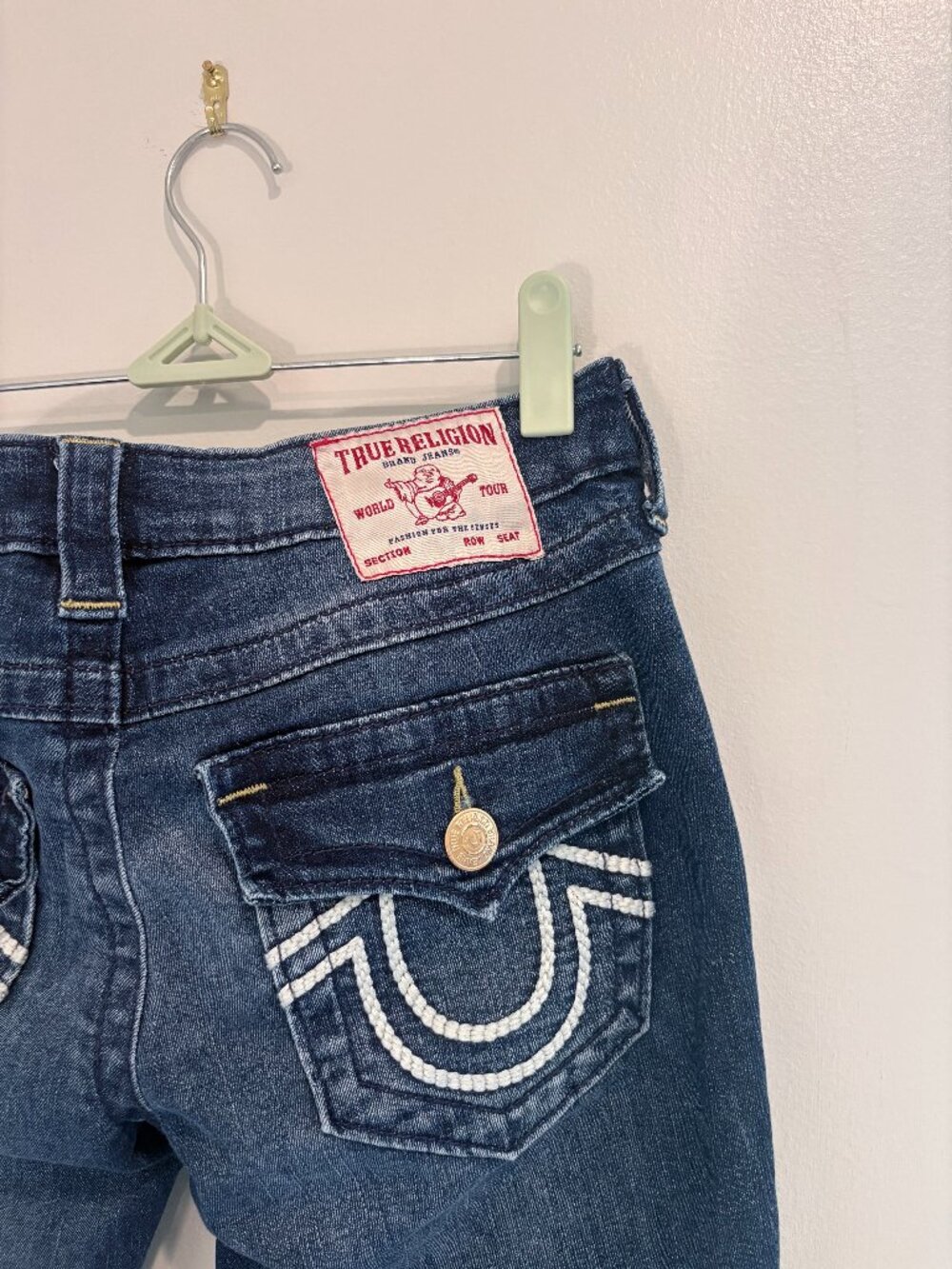 True Religion Joey Low Rise Flare Jeans Size 25 White Stitch